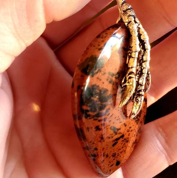 New Mahogany Obsidian 925 Silver Claw Foot Pendant. - Picture 7 of 16